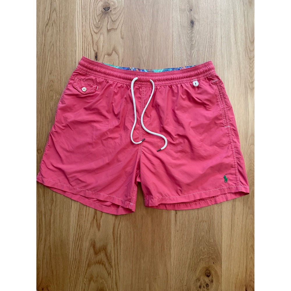 90s Vtg Polo Ralph Lauren XXL Pink 5.5" Traveler Mesh Lined Classic Swim Trunks